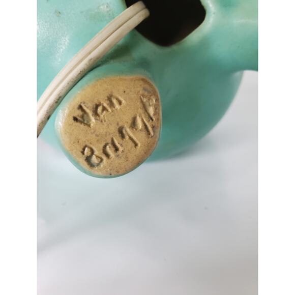 Vintage Van Briggle Blue Lamp with Wildflowers Butterflies Lampshade w/ Stamp - Picture 4 of 16